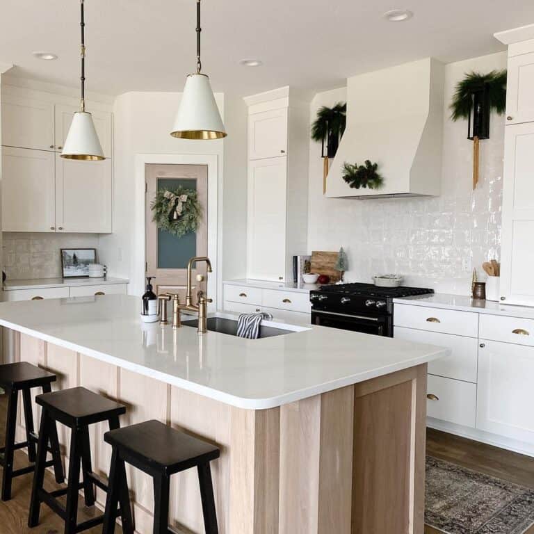 Neutral Kitchen with Subtle Christmas Décor