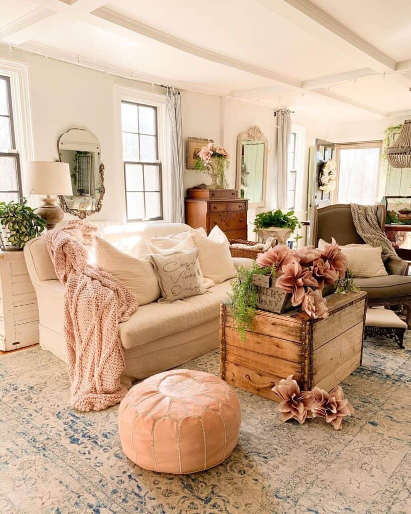 Neutral Living Room with Spring Décor