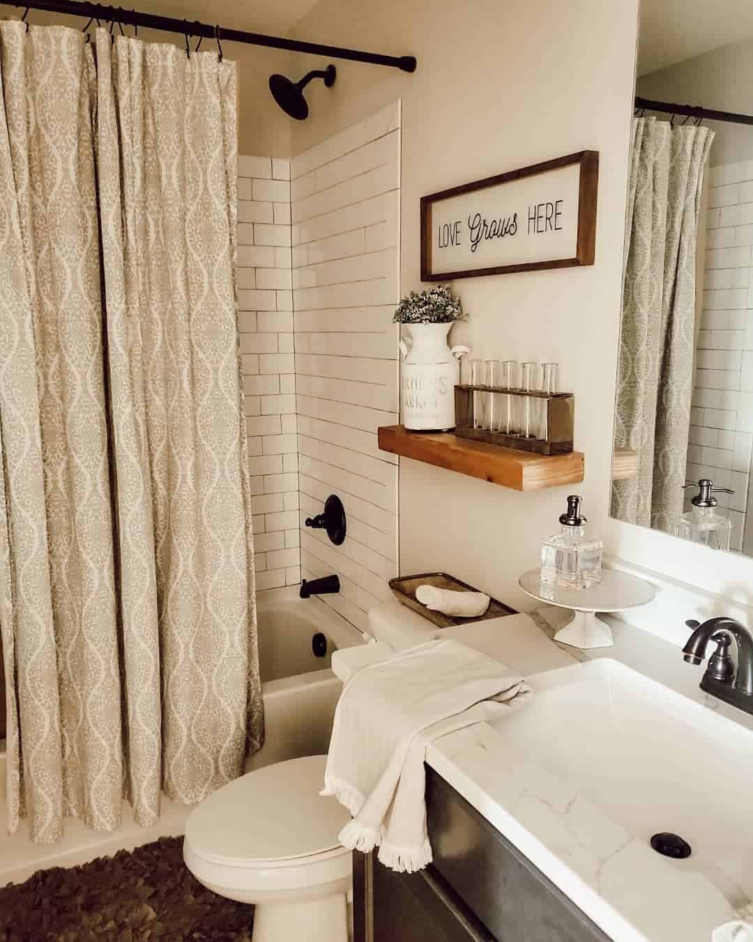 Farmhouse bathroom shower curtain deals