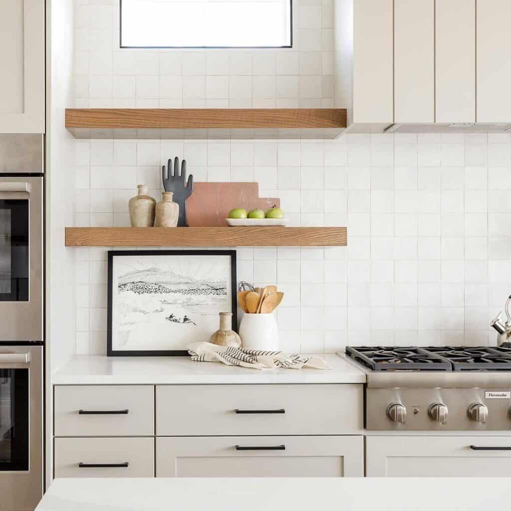 Oak Floating Shelves in Monochrome Kitchen Soul & Lane