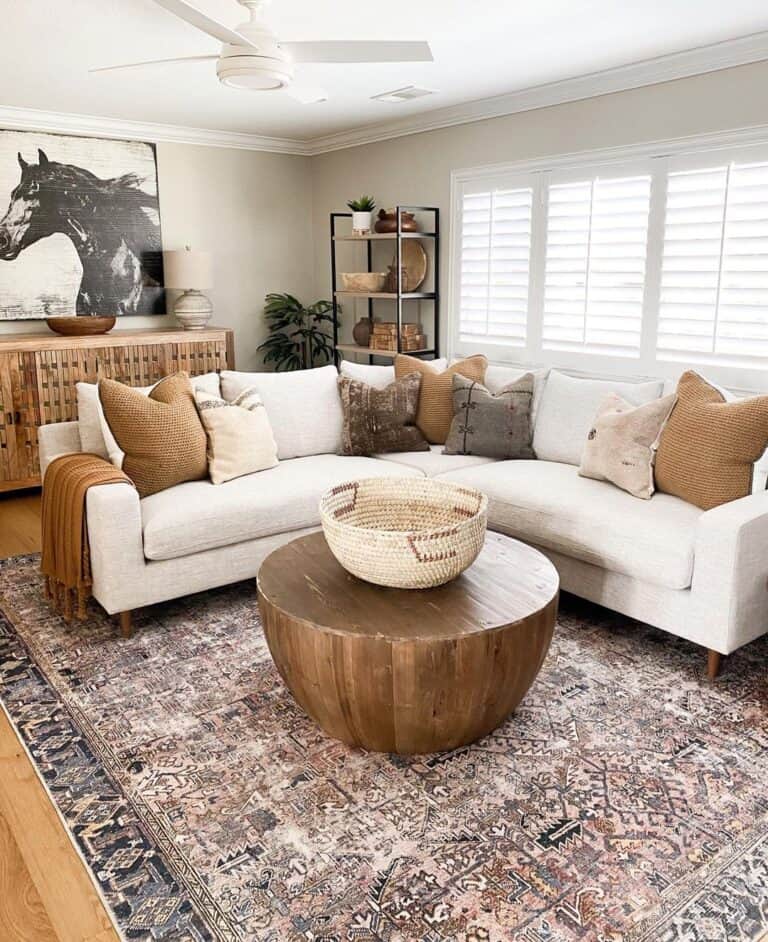 Off-white Sectional With Neutral Pillows