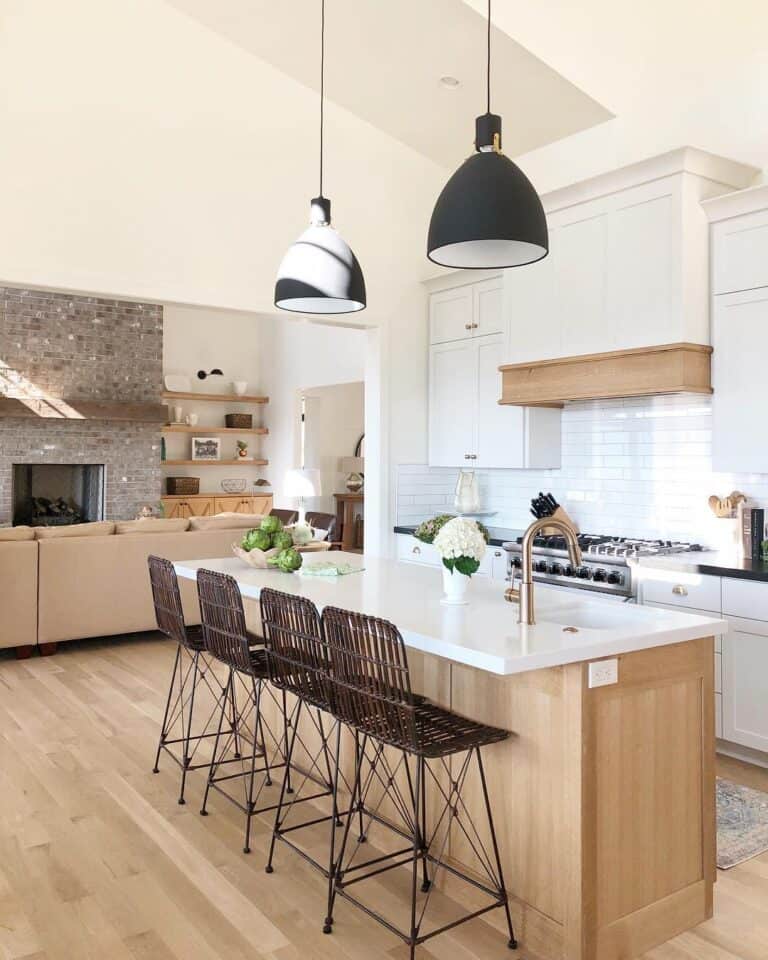 Open Kitchen with Light Wood Flooring