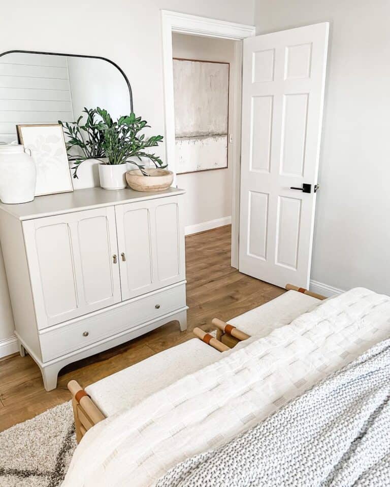 Open White Six Panel Bedroom Door