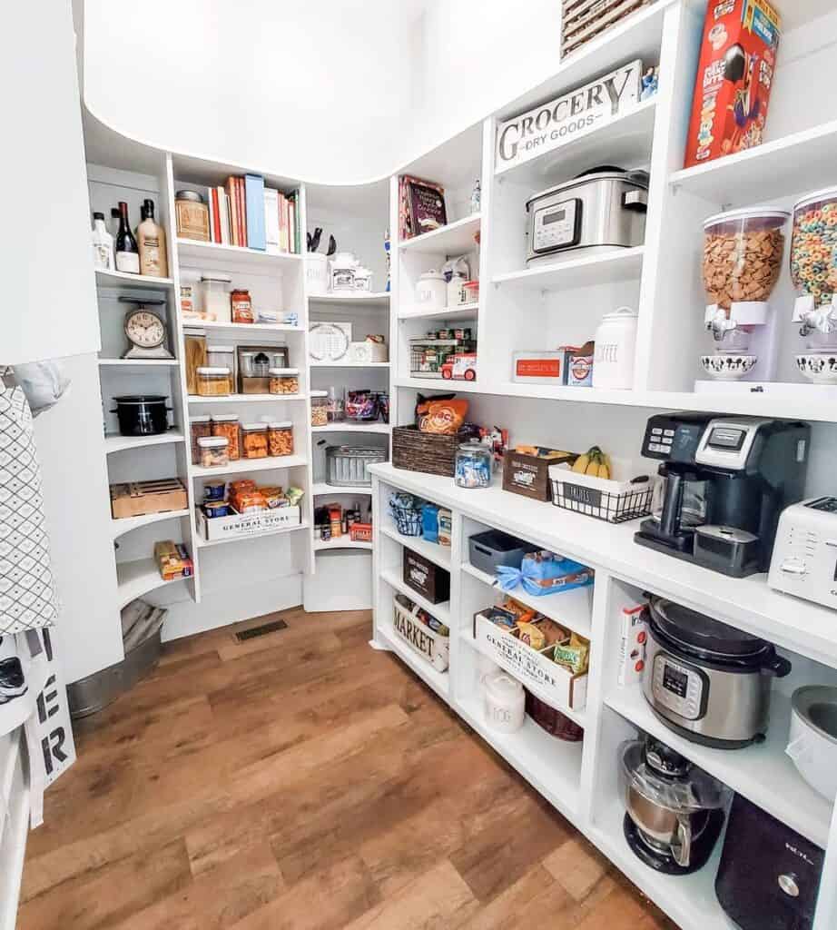 Pantry with White Built-in Modular Shelves