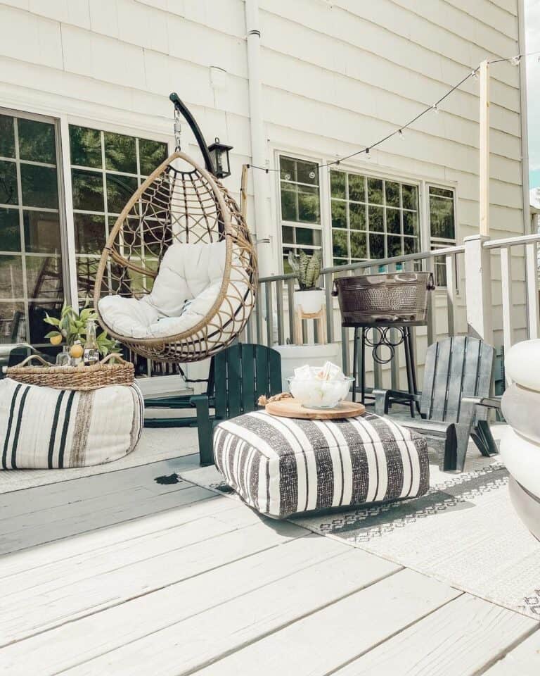 Patio Deck with Child Seating and Poufs