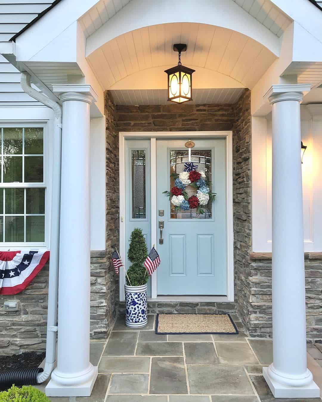 Patriotic Porch with Pale Blue Front Door - Soul & Lane