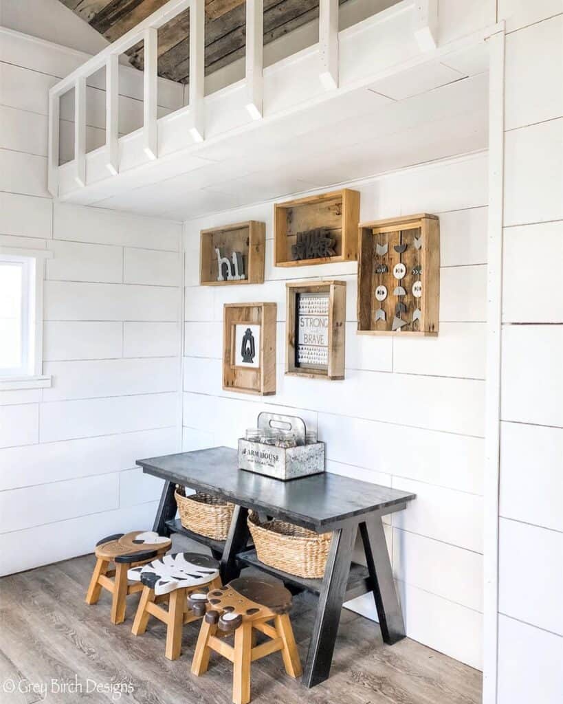 Playhouse with White Farmhouse Shiplap Walls