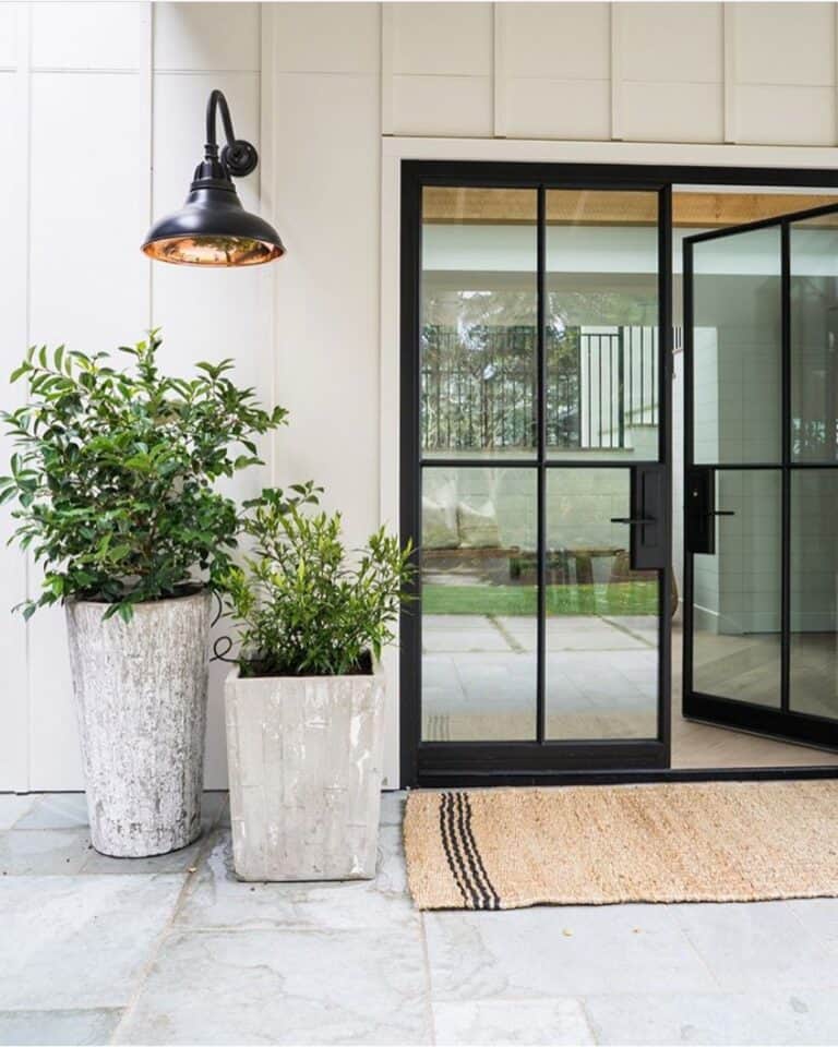 Porch with Black Double French Doors