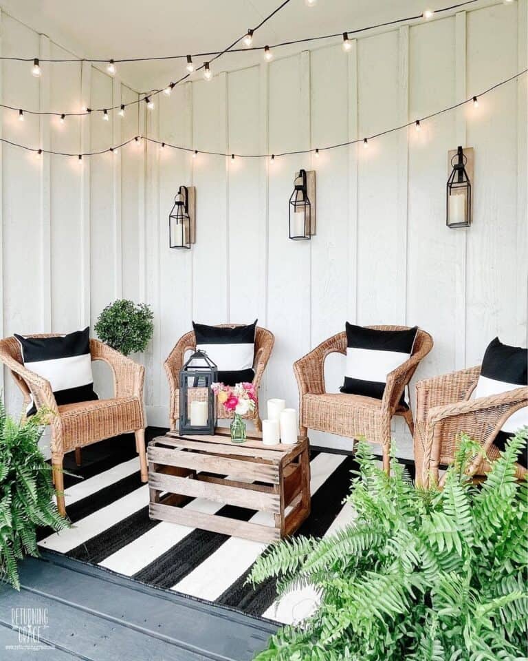 Porch with Black and White Accents