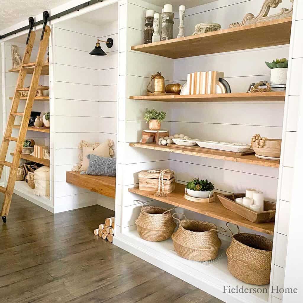 Reading Nook with Floating Shelves for Books