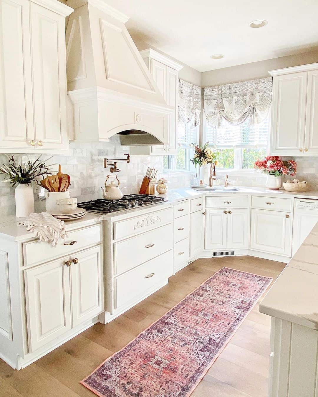 Red Kitchen Runner in a White Kitchen Soul & Lane