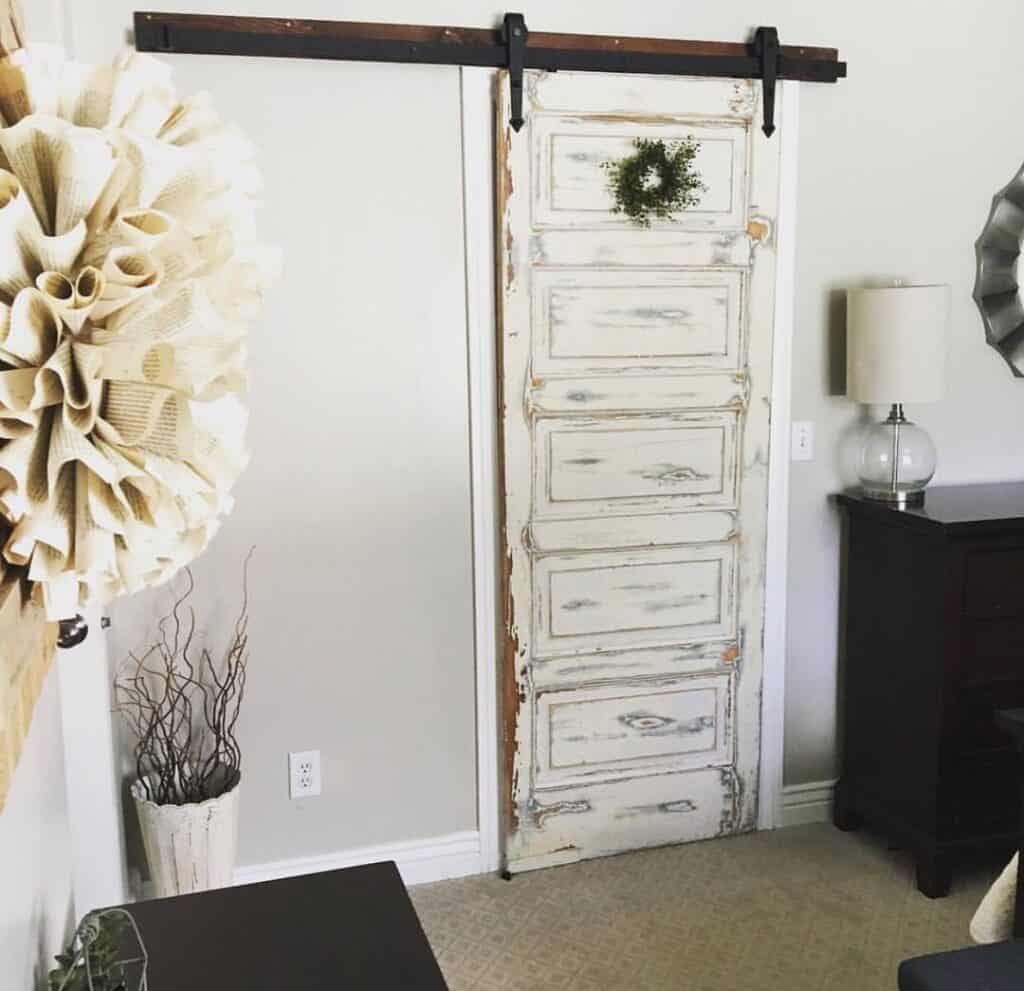 Rustic Barn Door in Modern Farmhouse Bedroom