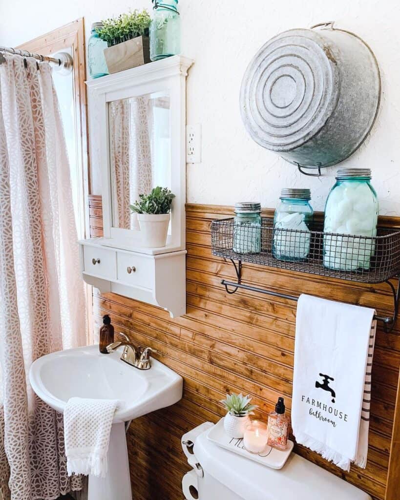 Rustic Bathroom with Wood Panelling