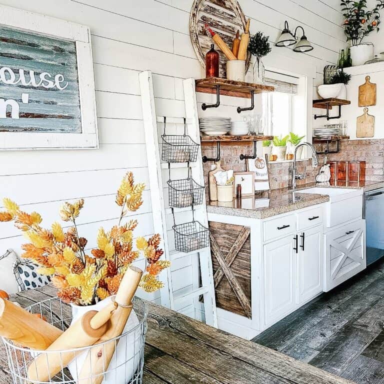 Rustic Kitchen Combines White and Wood