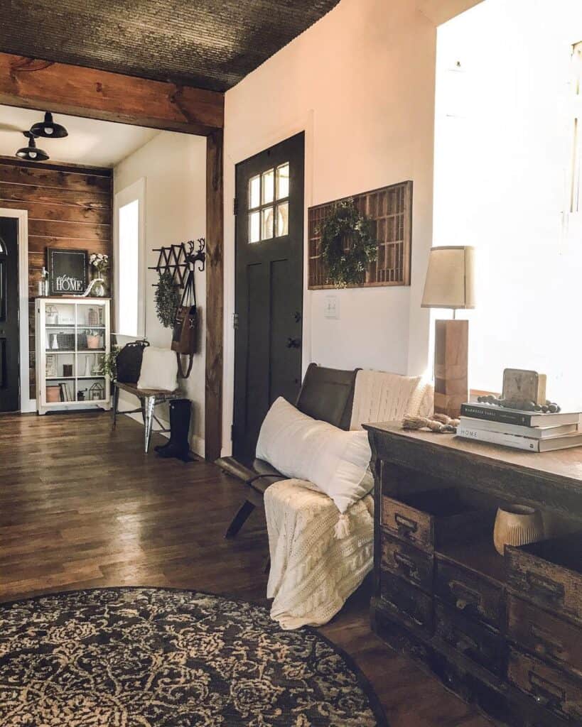 Rustic Living Room with Wood Sideboard