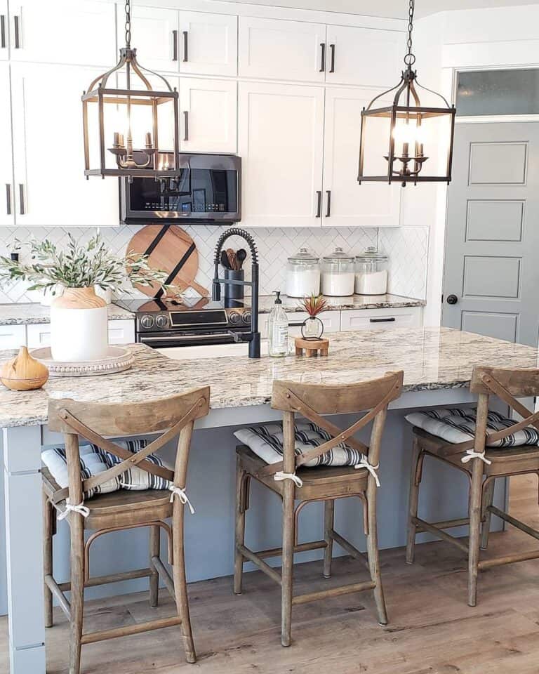 Rustic Style with Gray Kitchen Island