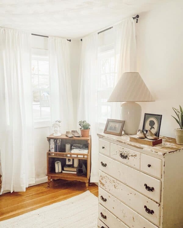 Sheer White Curtains with Black Rods - Soul & Lane