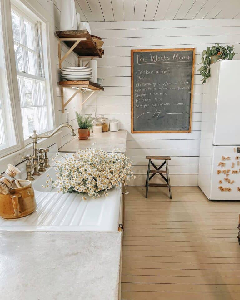 Shiplap Kitchen with Plants on Refrigerator Soul & Lane