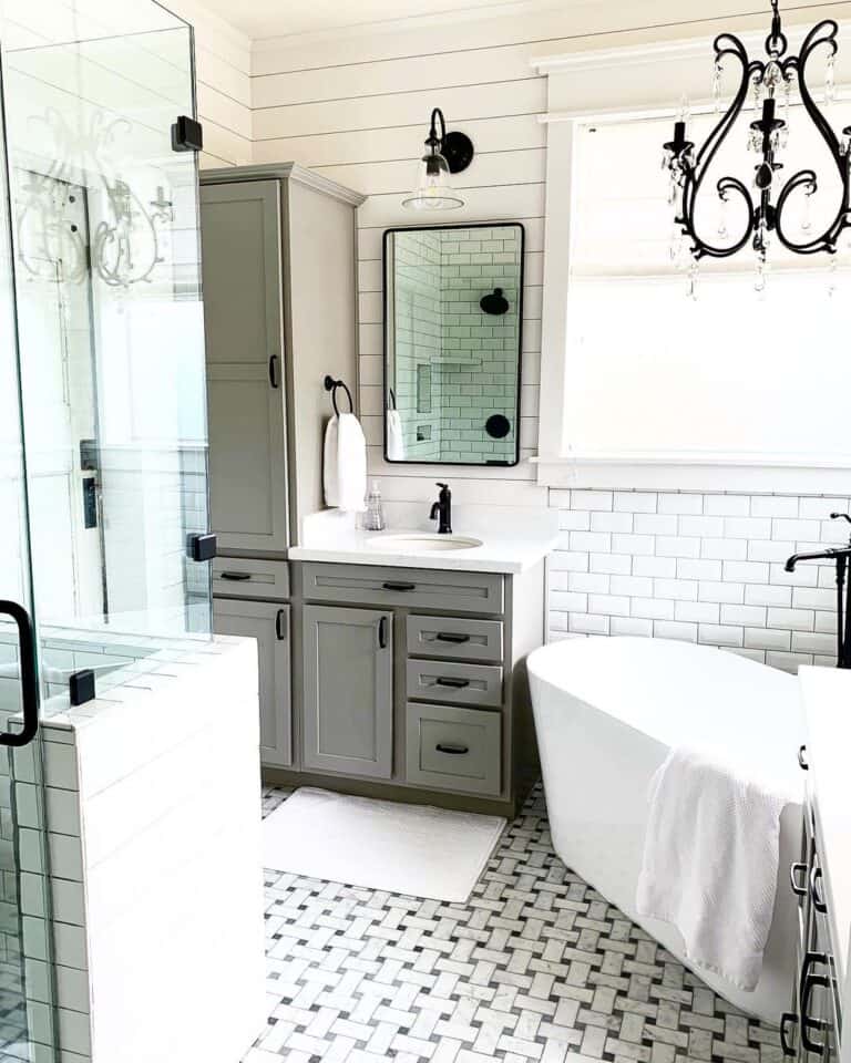 Shiplap and Subway Tile Bathroom Walls
