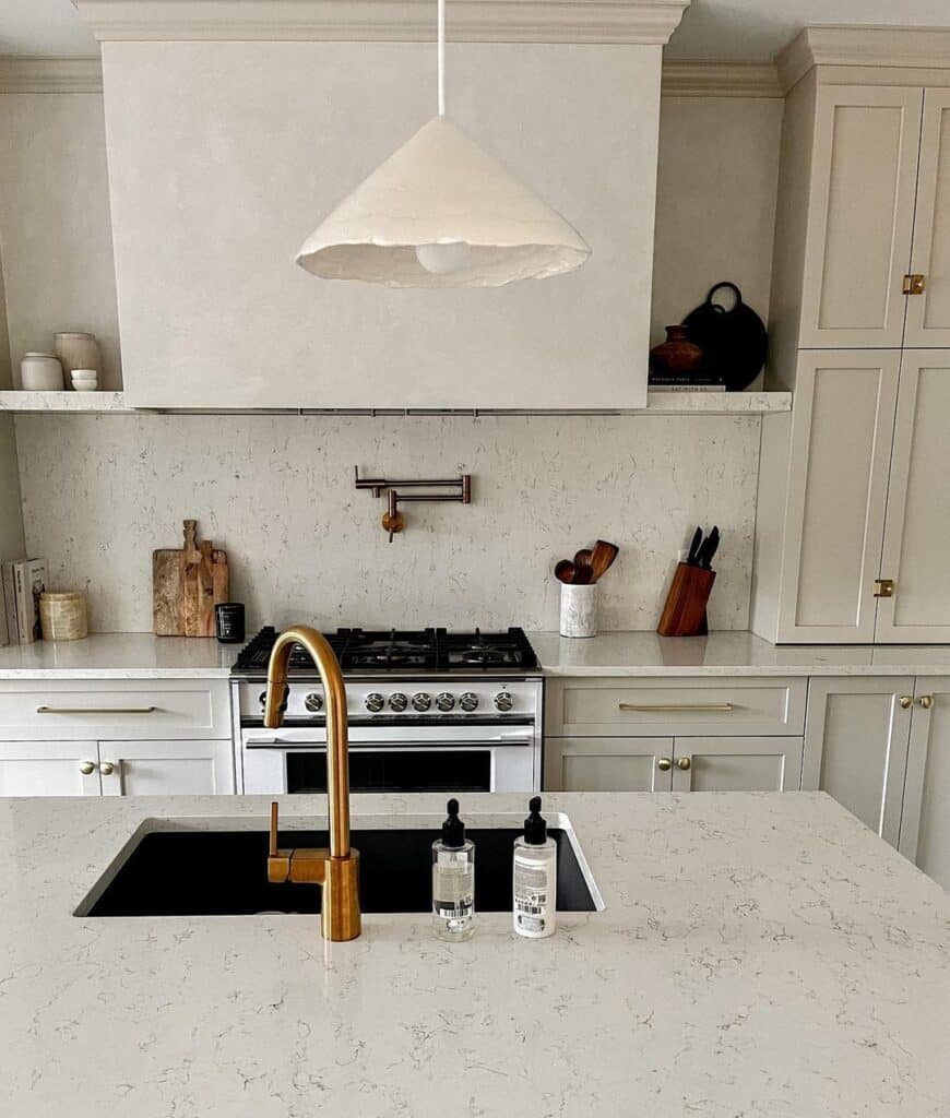 Sink with Brushed Gold Kitchen Faucet