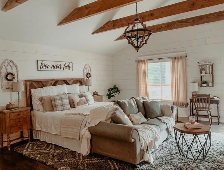 Sitting Area in Wood Accent Bedroom