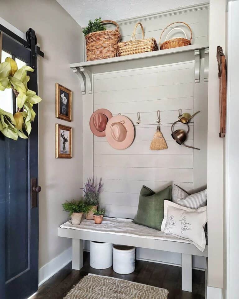 Sliding Barn Door in Taupe Mudroom