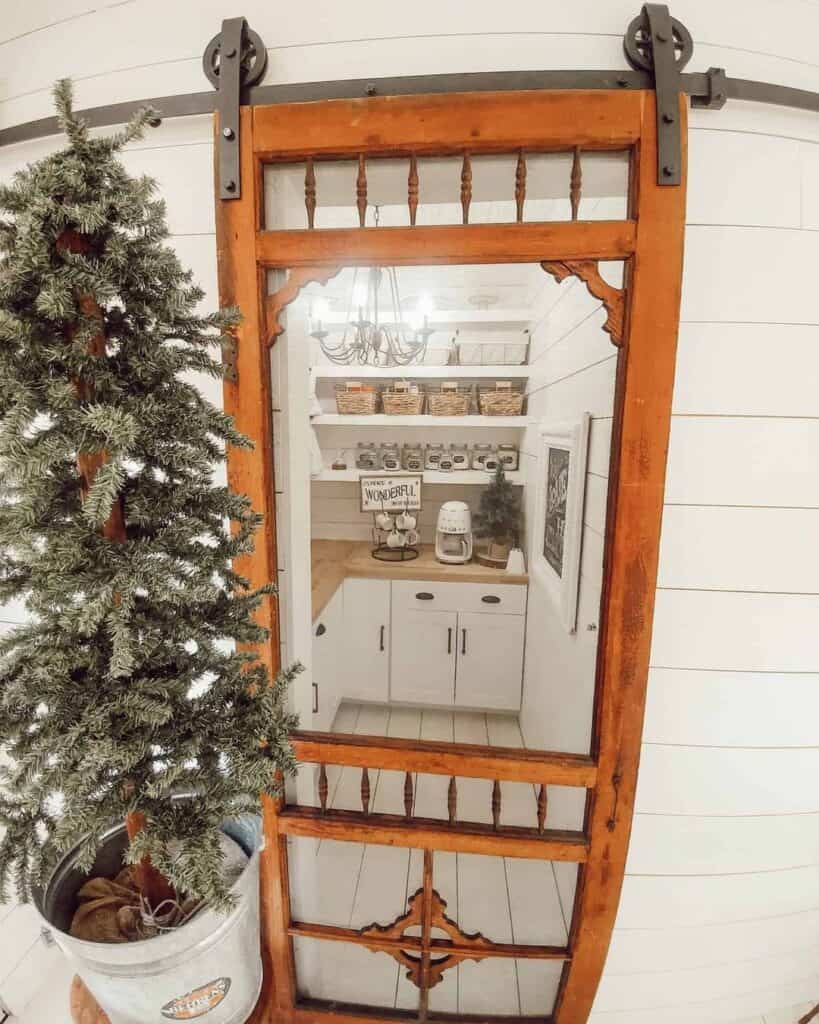 Sliding Door with Glass for Pantry