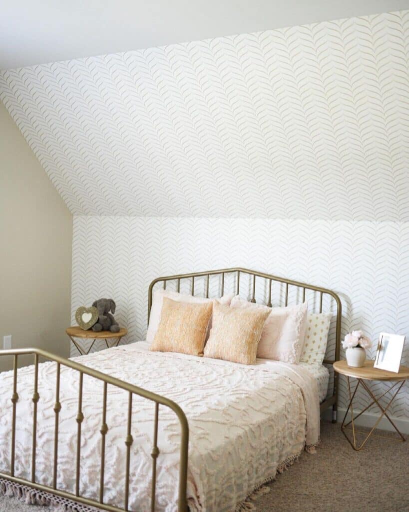 Sloped Ceiling with Chevron Pattern Wallpaper