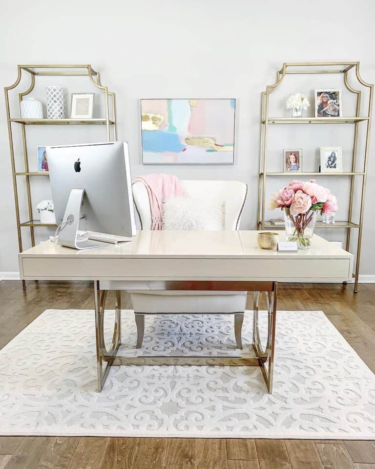 Small White Textured Home Office Rug