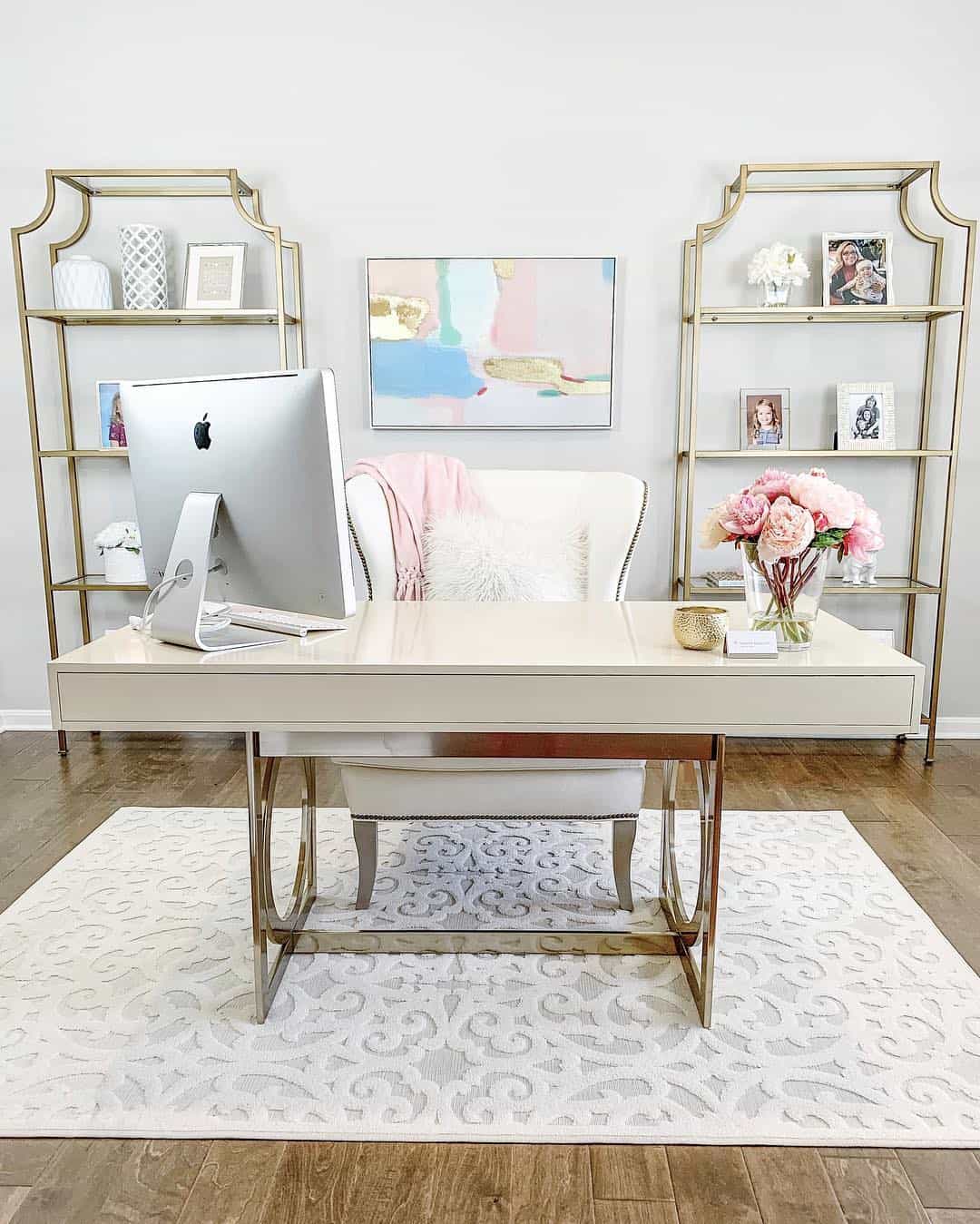 Small White Textured Home Office Rug Soul & Lane