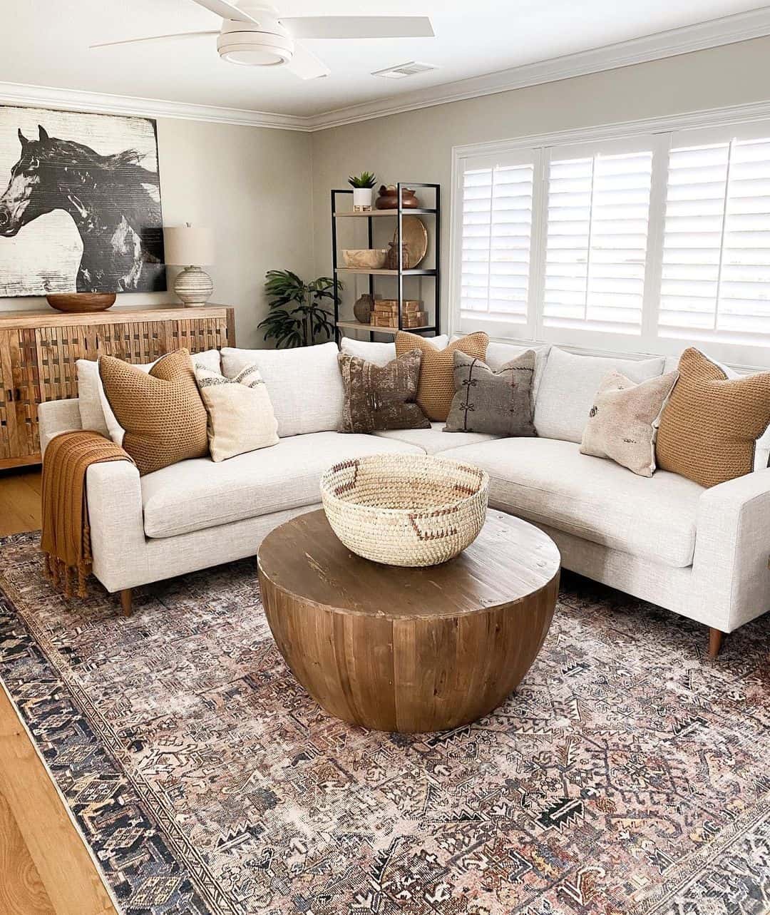 Solid Wood Drum Coffee Table in Living Room Soul & Lane