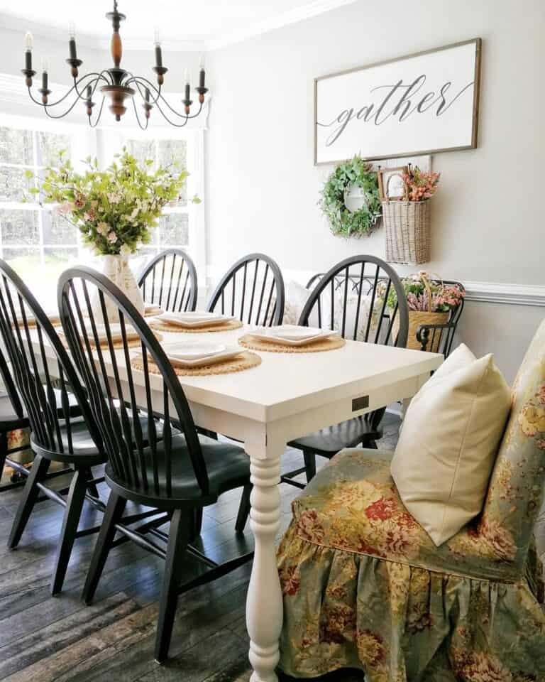 Spindle Back Dining Chairs Around Table