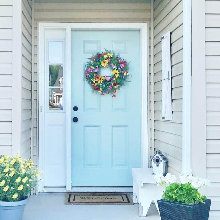 Spring Themed Porch with Floral Accents