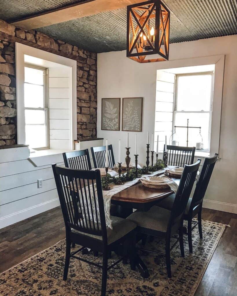 Stacked Stone and Half Shiplap Wall