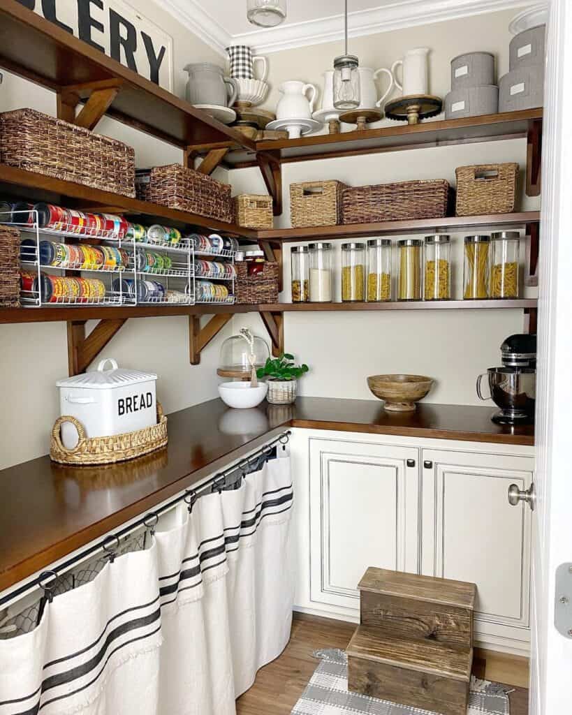 Stained Wood Countertop for Walk-in Pantry