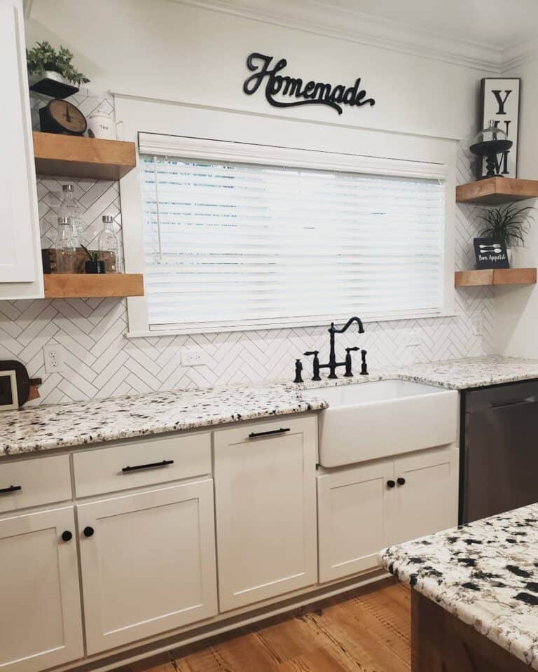 Stained Wood Floating Corner Shelf Kitchen
