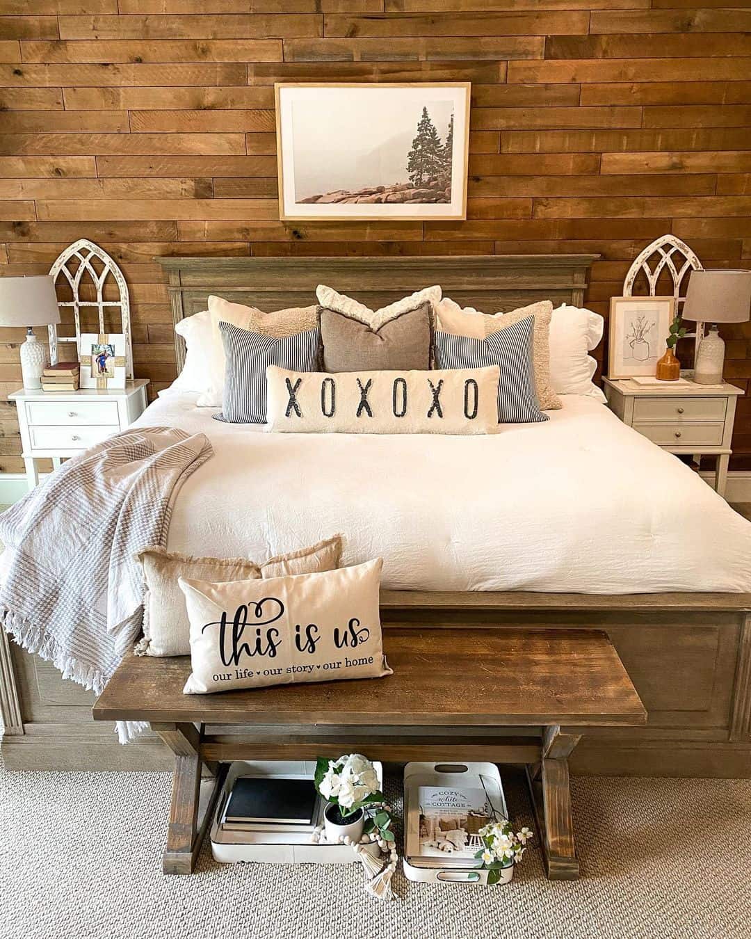 Stained Wood Shiplap Walls Bedroom Soul & Lane