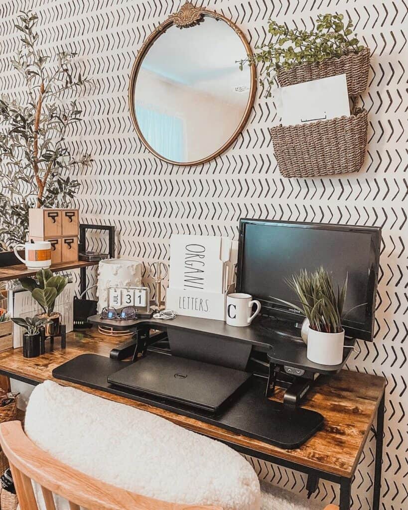 Stenciled Office Wall with Decorative Items Soul & Lane