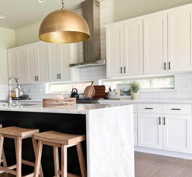 Subway Tile Backsplash with Horizontal Windows