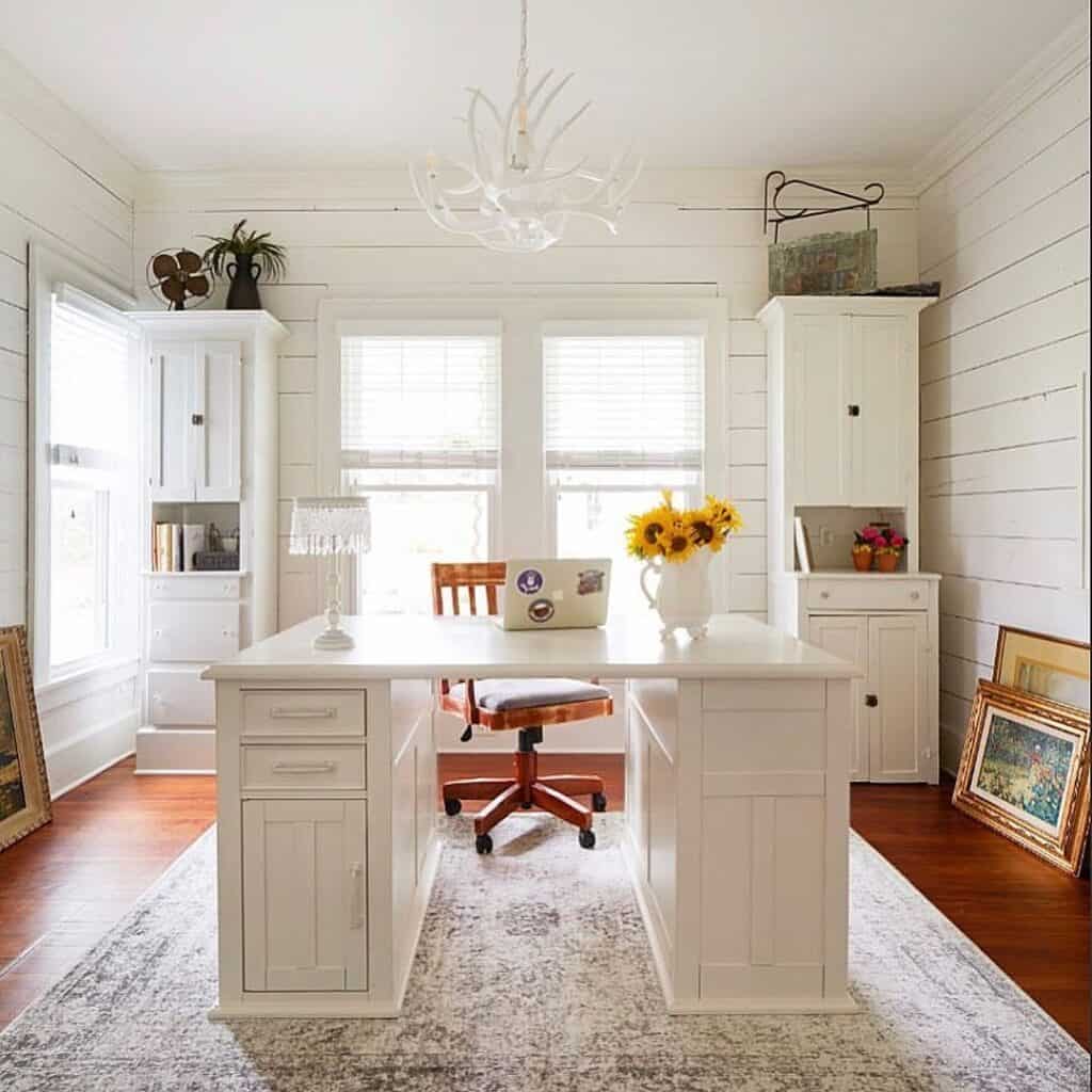 Sunflowers on a White Modern desk