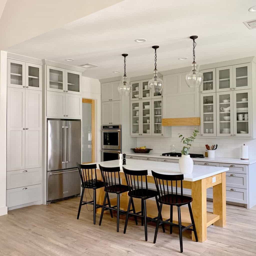 Tall White Shaker Cabinets with Flat Crown Molding