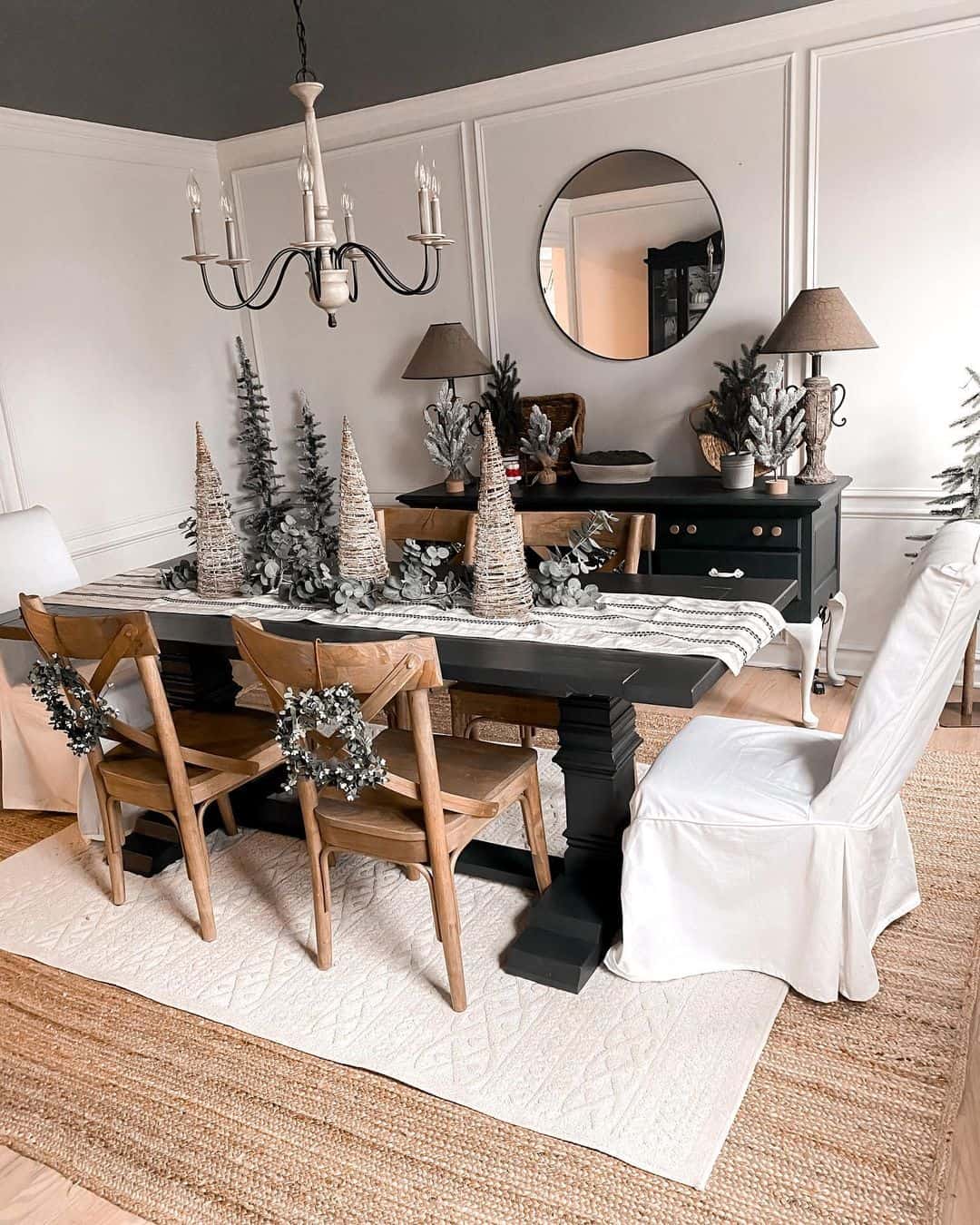 Taupe Walls With Tall White Dining Room Wainscoting - Soul & Lane