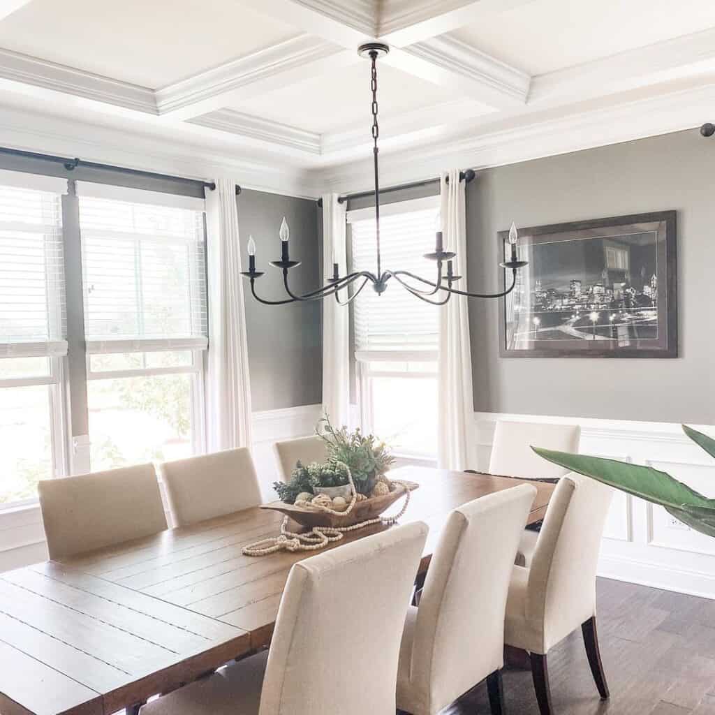 Taupe Walls and White Wainscoting