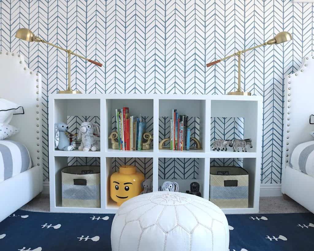 Teal and White Boys' Room with Storage Ideas