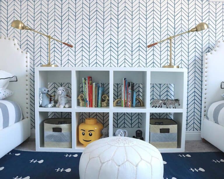 Teal and White Boys' Room with Storage Ideas