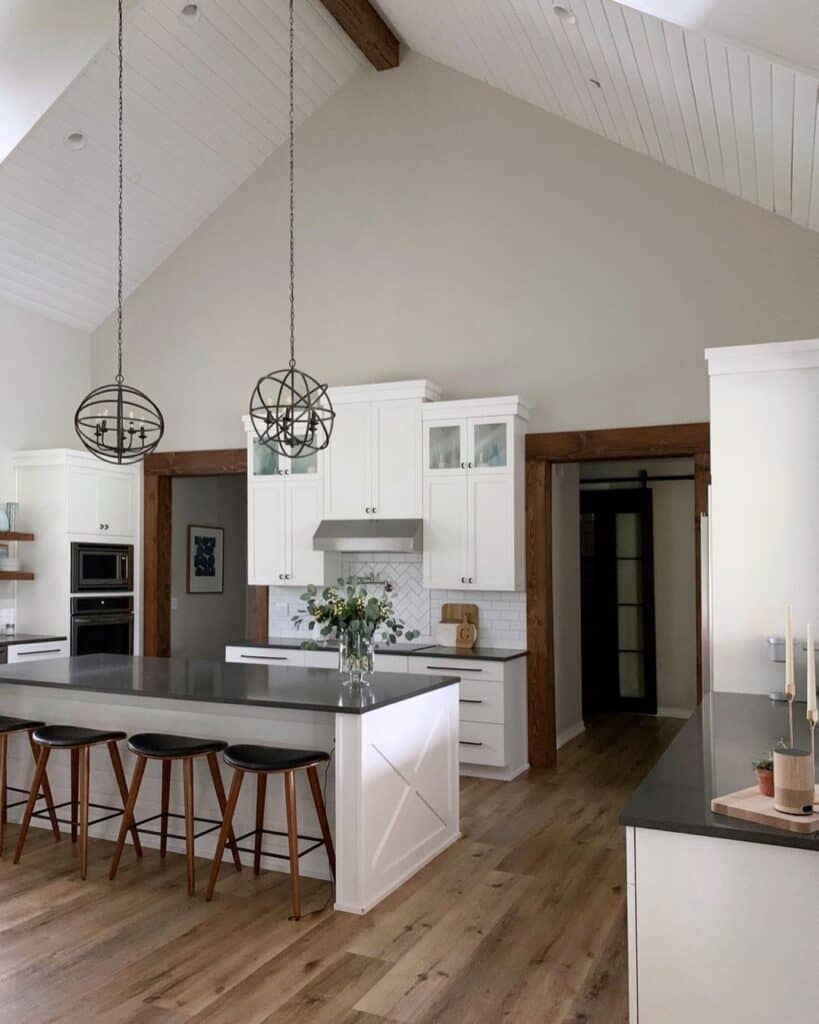 Tongue-and-Groove Vaulted Ceiling Kitchen