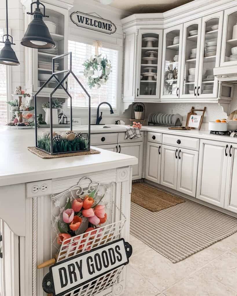 Traditional Black Handles on White Cabinets