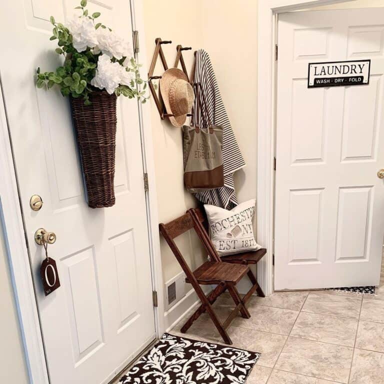 Two 6 Panel White Doors in Small Entryway