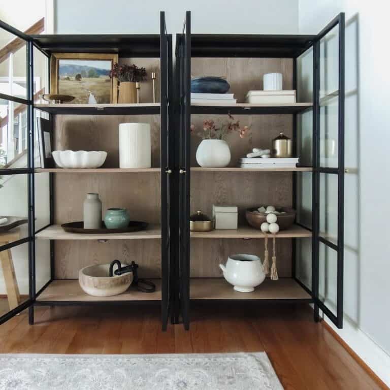 Two Modern Black China Cabinets