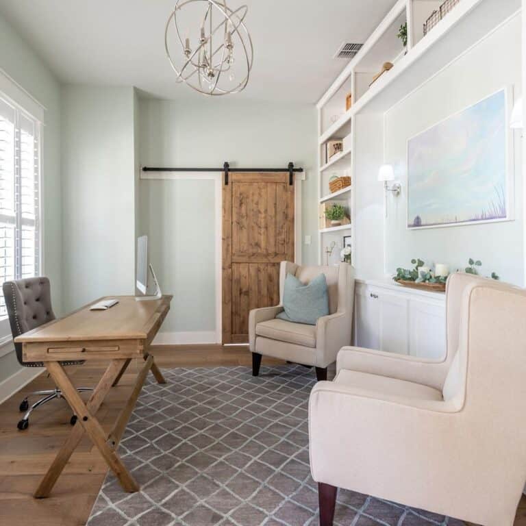 Two Armchairs on a Beige Home Office Carpet